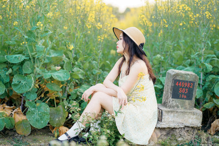 the girl in the parkの写真素材