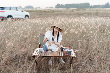 coffee at nature park during camping