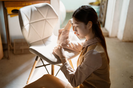 Portrait of gorgeous Asian brunette girlの写真素材