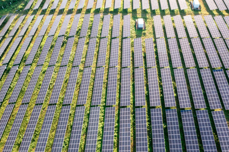 The Solar panels on the lawn