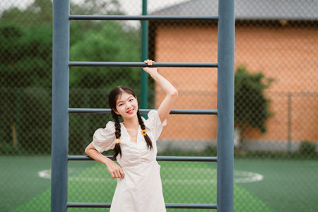 College girls at the football field