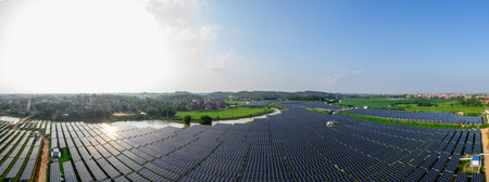 solar power panels in clean energy generating station