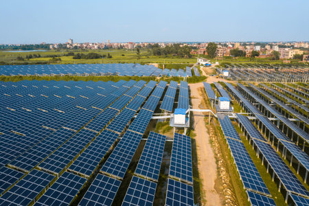 solar power panels in clean energy generating station