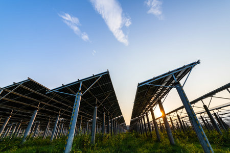 solar power panels in clean energy generating station