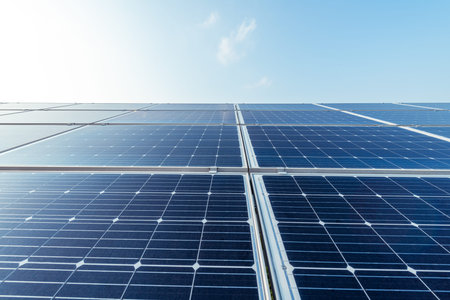 solar power panels in clean energy generating station