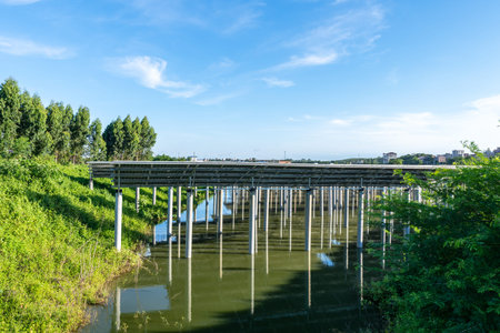solar power panels in clean energy generating station