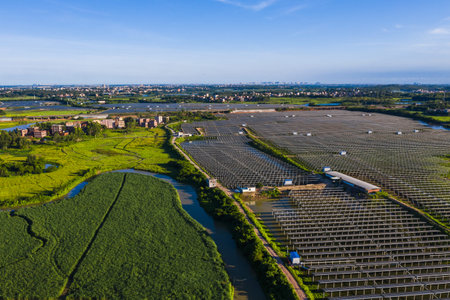 Aerial view of a solar power plant