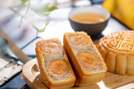 Moon cake is a traditional Chinese food in autumn