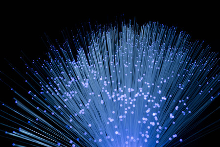 optical fiber is isolated on a black backgroundの写真素材