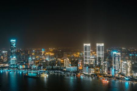 The aerial view of the city is in Shanghai