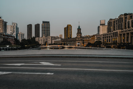 The urban traffic in shanghai,chinaの写真素材