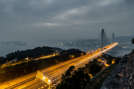 Bridge at evening, in Hong Kong