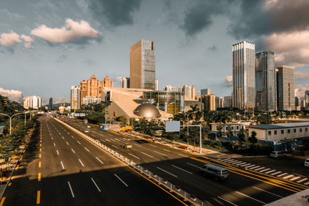 the urban landscape in shenzhen cityの写真素材