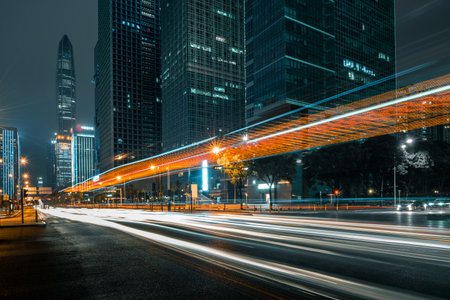 the urban traffic at shenzhen cityの写真素材