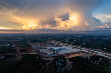 The airport project is under constructionのeditorial素材