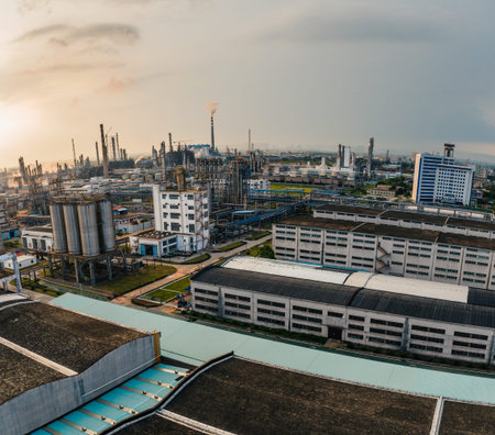 Petrochemical plant industrial background