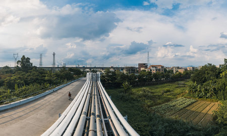 Petrochemical plant industrial backgroundのeditorial素材