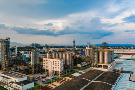 Petrochemical plant industrial background