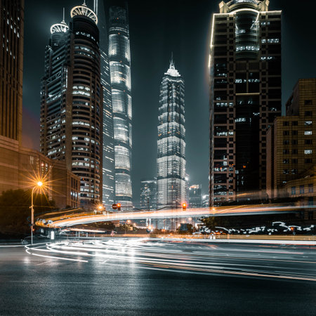 The urban traffic in shanghai,chinaのeditorial素材