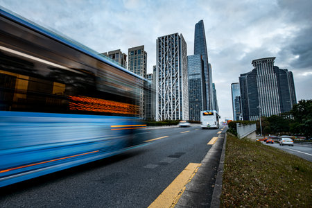 urban traffic at shenzhen cityの写真素材