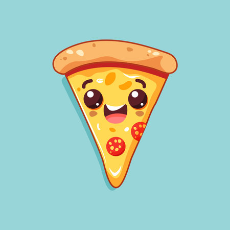 cute smiling slice of pizzaのイラスト素材