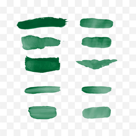 Set of green watercolor brush strokes. Vector illustration.のイラスト素材
