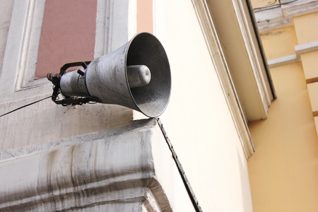 Loudspeaker on the old building. Information and communicationの写真素材