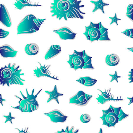 Seamless vector pattern with the image seashells.のイラスト素材