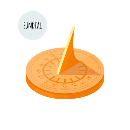 Image of a sundial. Flat design.のイラスト素材