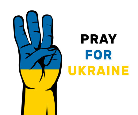 Pray for Ukraine. Poster. Isolated on a white background. Vector illustrationのイラスト素材
