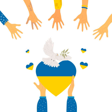 The concept of peace in Ukraine. Dove of peace. Cartoon style. Vector illustration. Isolated.のイラスト素材