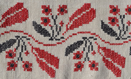 By the National Ukrainian embroidered towel