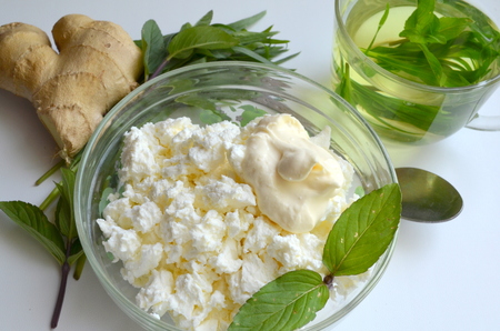 cottage cheese curdの写真素材