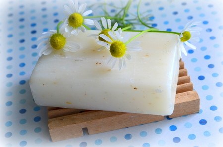 Soap with chamomileの写真素材