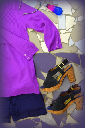 Women's clothing and sandalsの写真素材