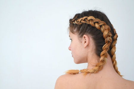 Teenage girl with modern hair braids kanekalon natural colors