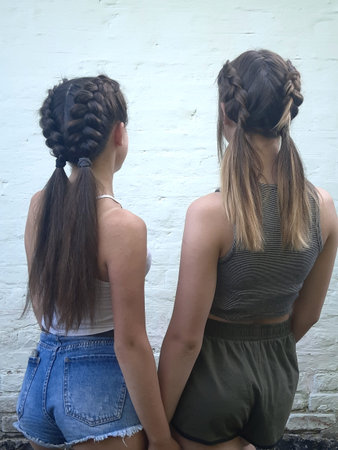 Hairstyle on long hair, braiding
