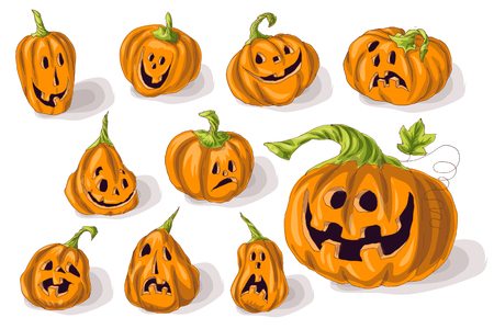 Set pumpkins for Halloweenのイラスト素材