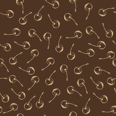 Cherry pattern on white background, wrapping paper, vector textile fabric print vector illustrationのイラスト素材