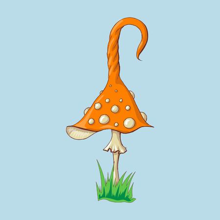 Cartoon Amanita muscaria fly agaric mushroom icon. Wild forest mushrooms in autumn, isolated vector illustration.のイラスト素材