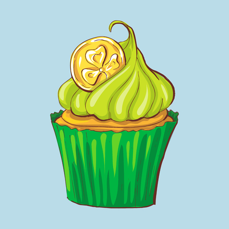 Happy St. Patrick s Day card. Celebration background with cupcakes. Vector Illustrationのイラスト素材