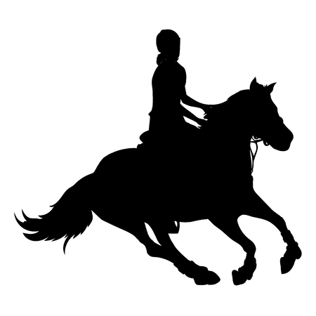 Vector illustration, rider controls running horse, competition dressageのイラスト素材