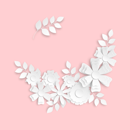 Romantic stylized bouquet of flowers in the style of paper art.のイラスト素材