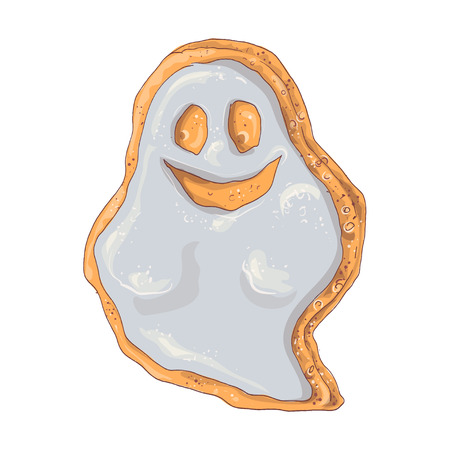 Cute Gingerbread Halloween style vector cartoon on white background. Vector illustration.のイラスト素材