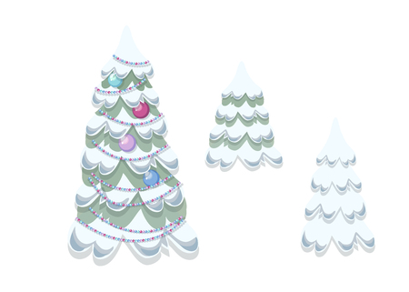 Collection of Christmas trees, modern flat design. Vector illustrationsのイラスト素材