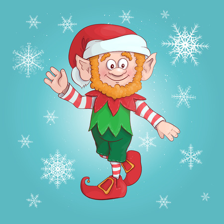 Cartoon Elf. Vector illustration of elf. Character Christmas and new yearのイラスト素材