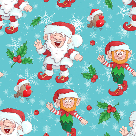 Christmas background pattern with Santa Claus. Vector.の写真素材
