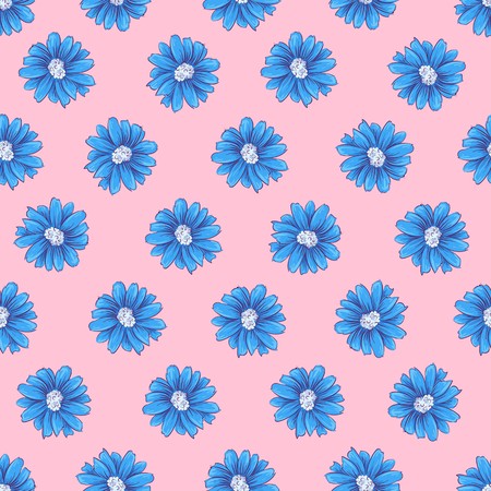 Wild flowers seamless pattern. Hand drawing Vector illustration.のイラスト素材
