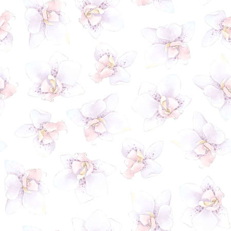 Seamless pattern. Spring delicate orchid flowers. Digital printingの写真素材