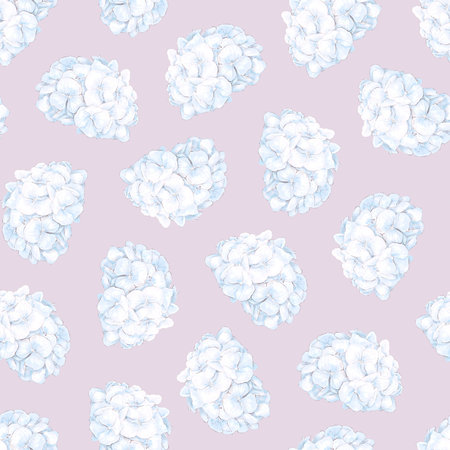 Seamless pattern. Spring colors hydrangea. Digital print